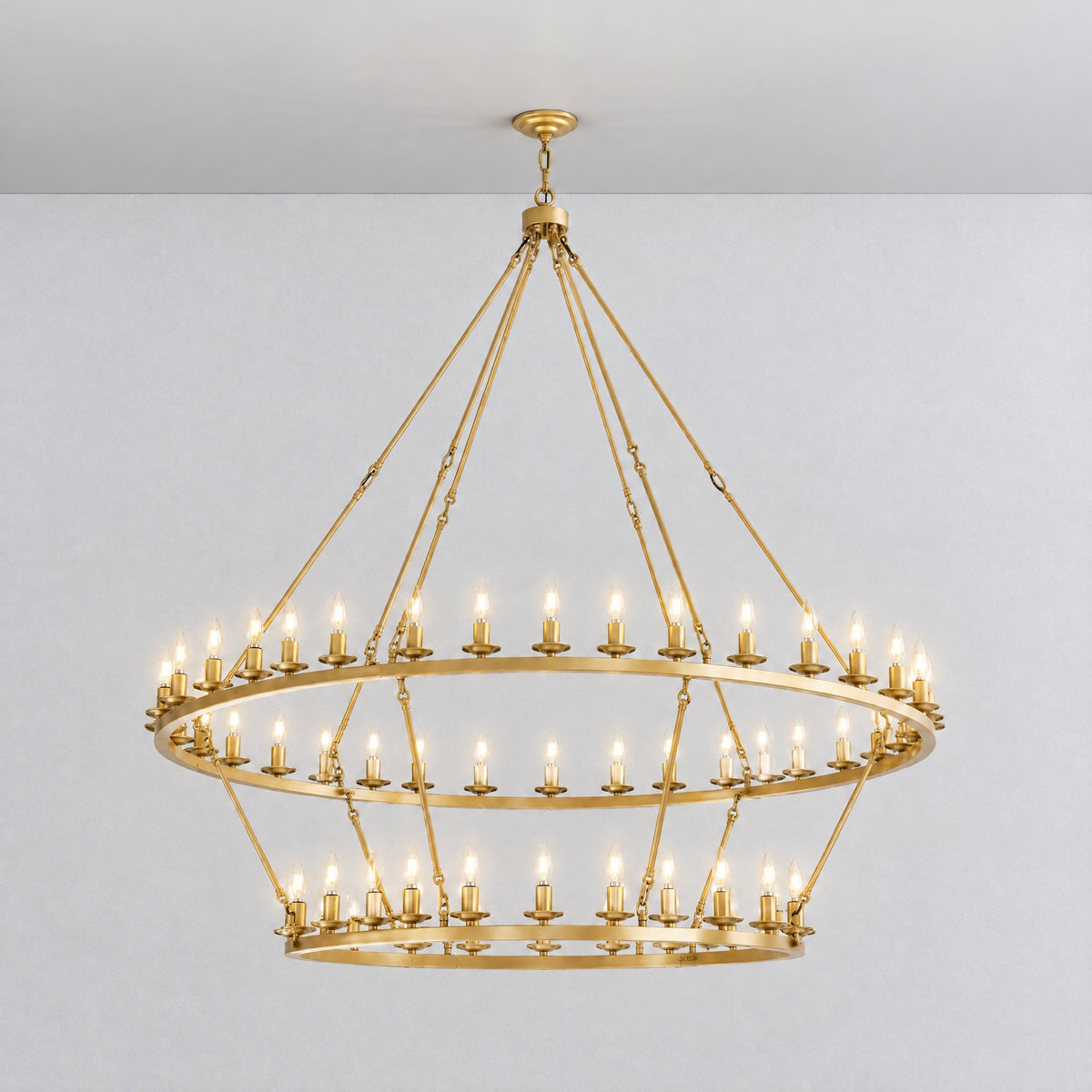 Two-Tier Cartwheel Chandelier 54-Light - Gold – lights on