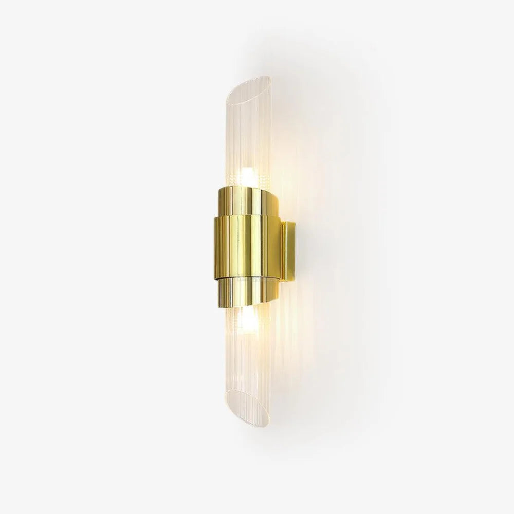 Tycho Small Wall Sconce ∅ 3.1″ x H 17.7″ / Dia 8cm x H 45cm / Gold + Clear / Cool Light Wall lamp