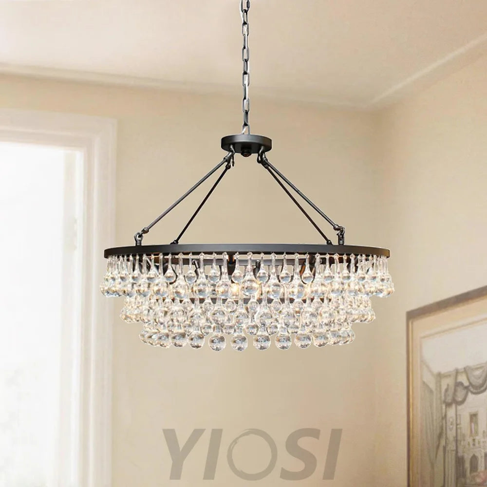 Unique Tiered Crystal Chandelier Φ 15.7″ - Crystals-1-Yiosilamp