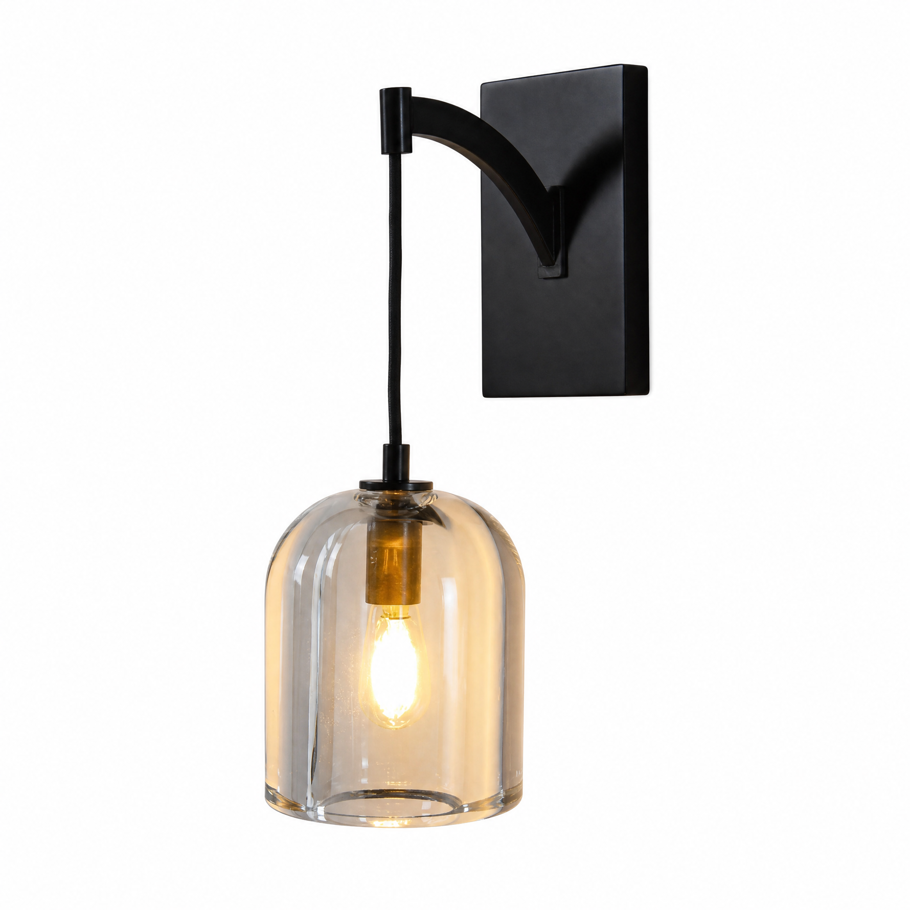Upper and Lower Glass Tube Double-Layer Round Pendant - 30-Light - Black