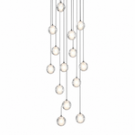 Upper and Lower Glass Tube Round Pendant - 16-Light - Copper Color (Drainage Model)