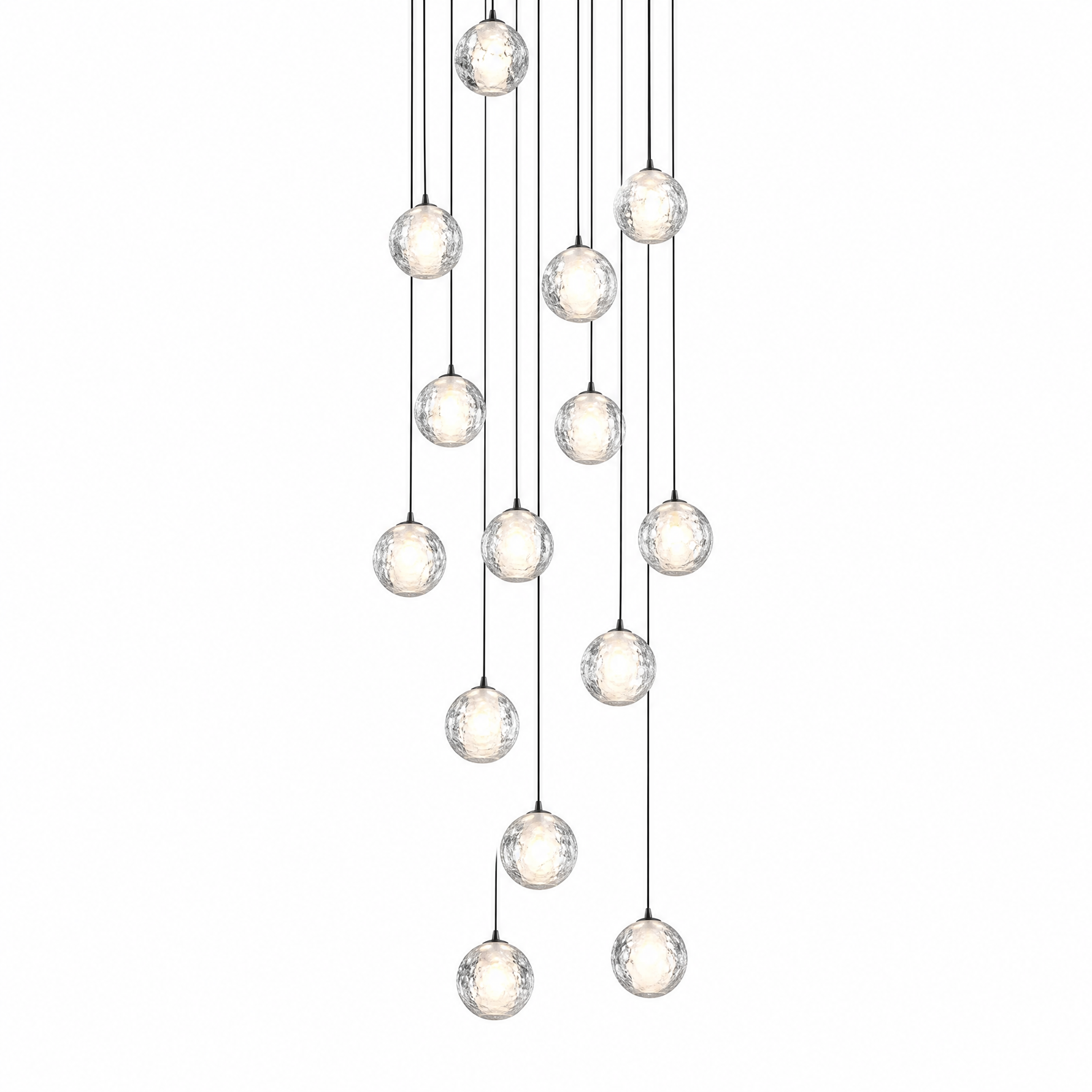 Upper and Lower Glass Tube Round Pendant - 16-Light - Copper Color (Drainage Model)