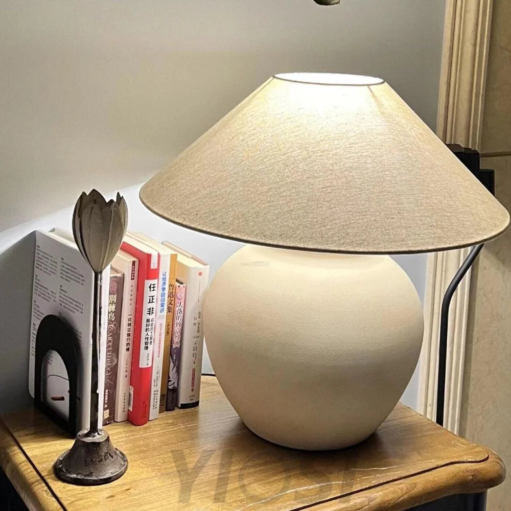 Upsala Ekeby Table Lamp ∅ 12″ - Fabric-1-Yiosilamp