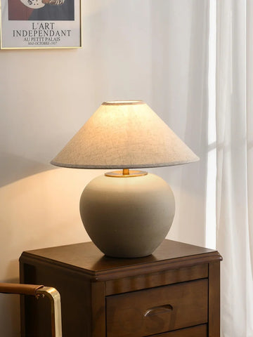 Upsala Ekeby Table Lamp ∅ 12″ - Fabric-1-Yiosilamp