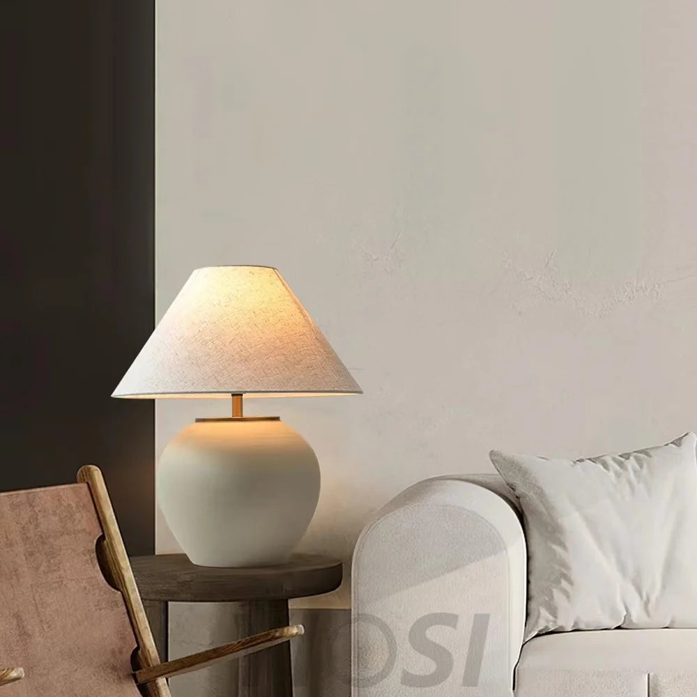 Upsala Ekeby Table Lamp ∅ 12″ - Fabric-1-Yiosilamp