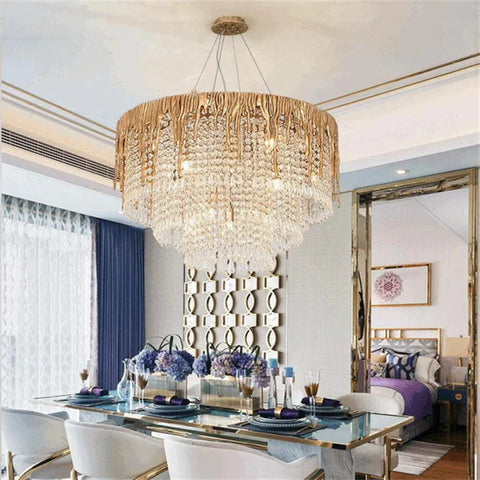 Valay Modern Round Crystal Cascade Chandelier 31.5’’ D Branch