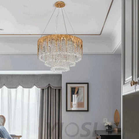 Valay Modern Round Crystal Cascade Chandelier Branch