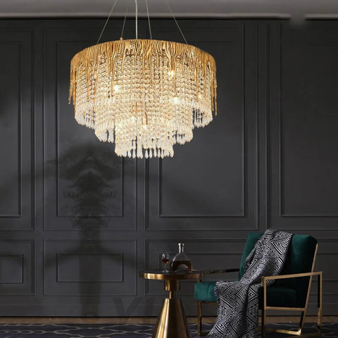 Valay Modern Round Crystal Cascade Chandelier Branch