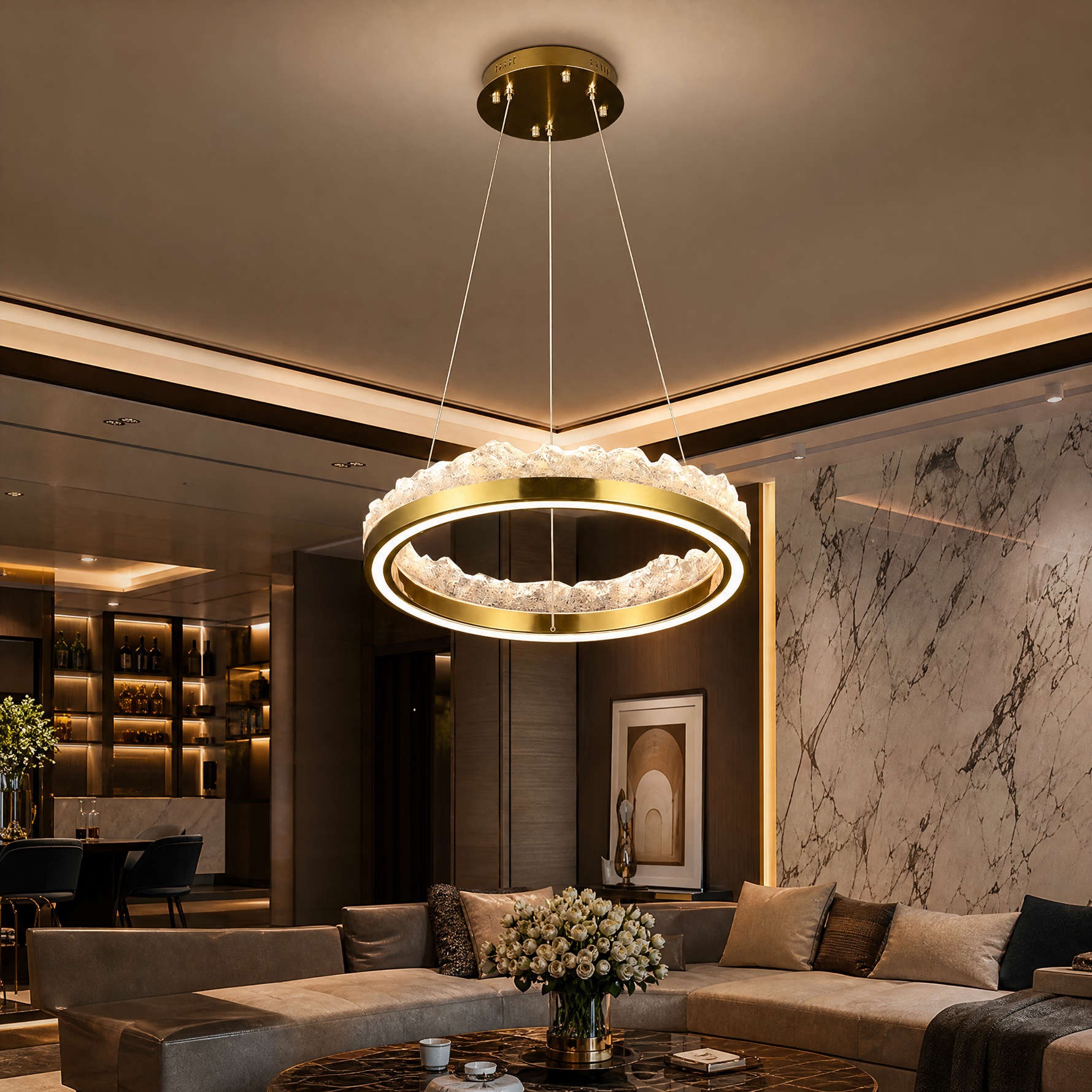 Vast Realm Modern Sculptural Pendant Light - scene