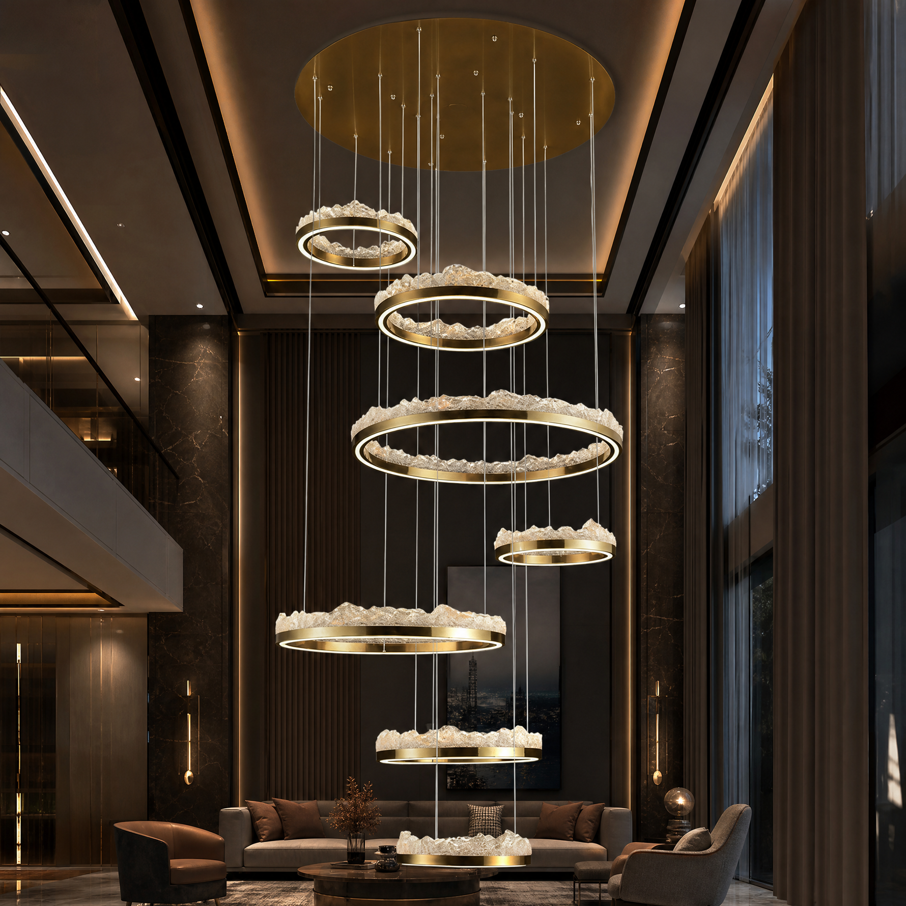Vast Realm Modern Sculptural Ring Chandelier - scene