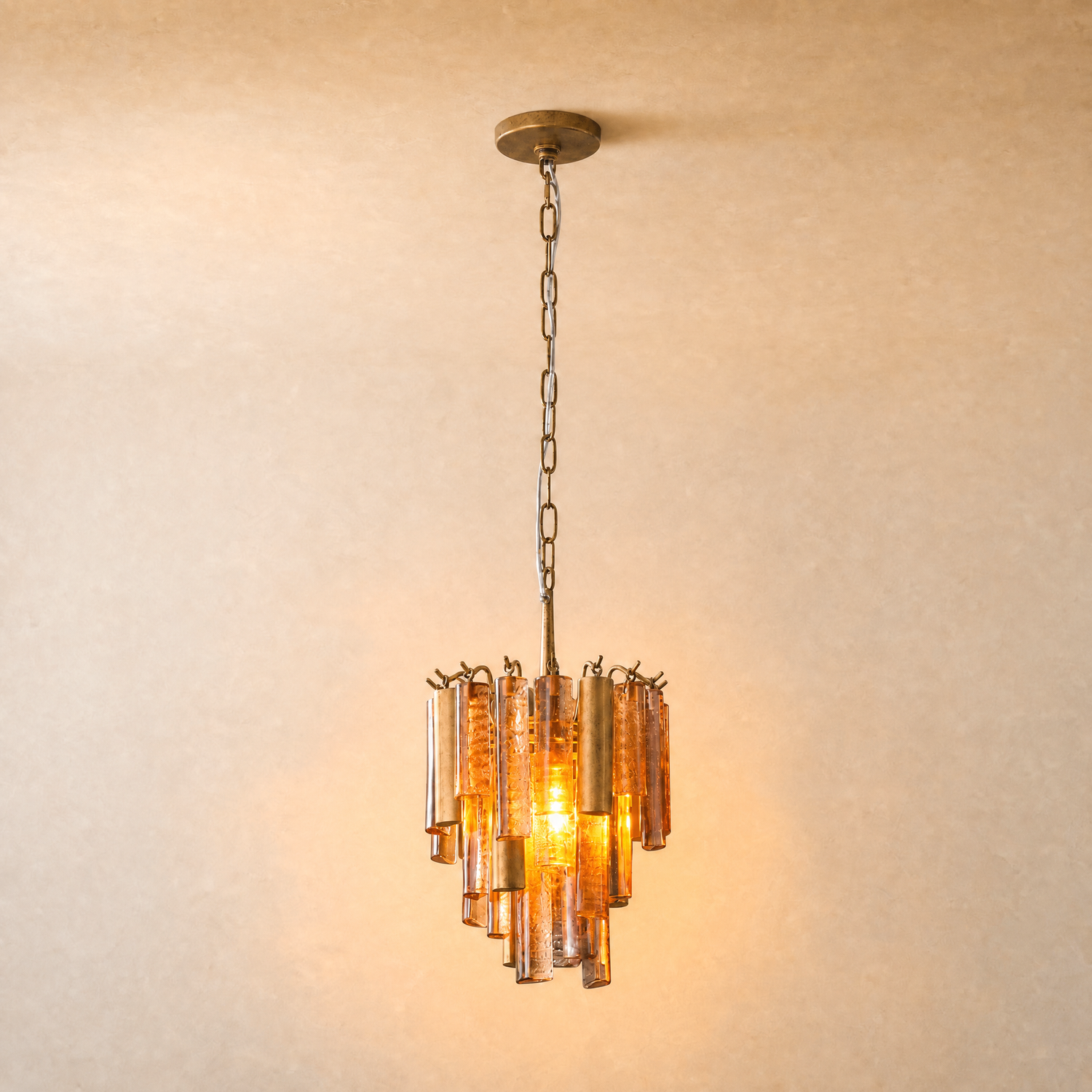 Heirloom Gold Amber Glass Pendant D260 - Copper