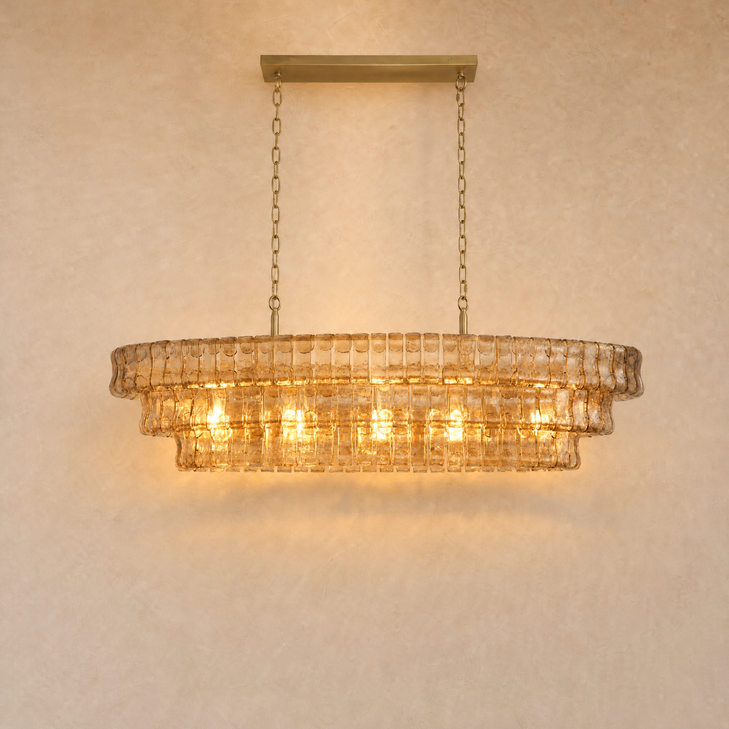 Amber Glass Pendant Light in a dining room
