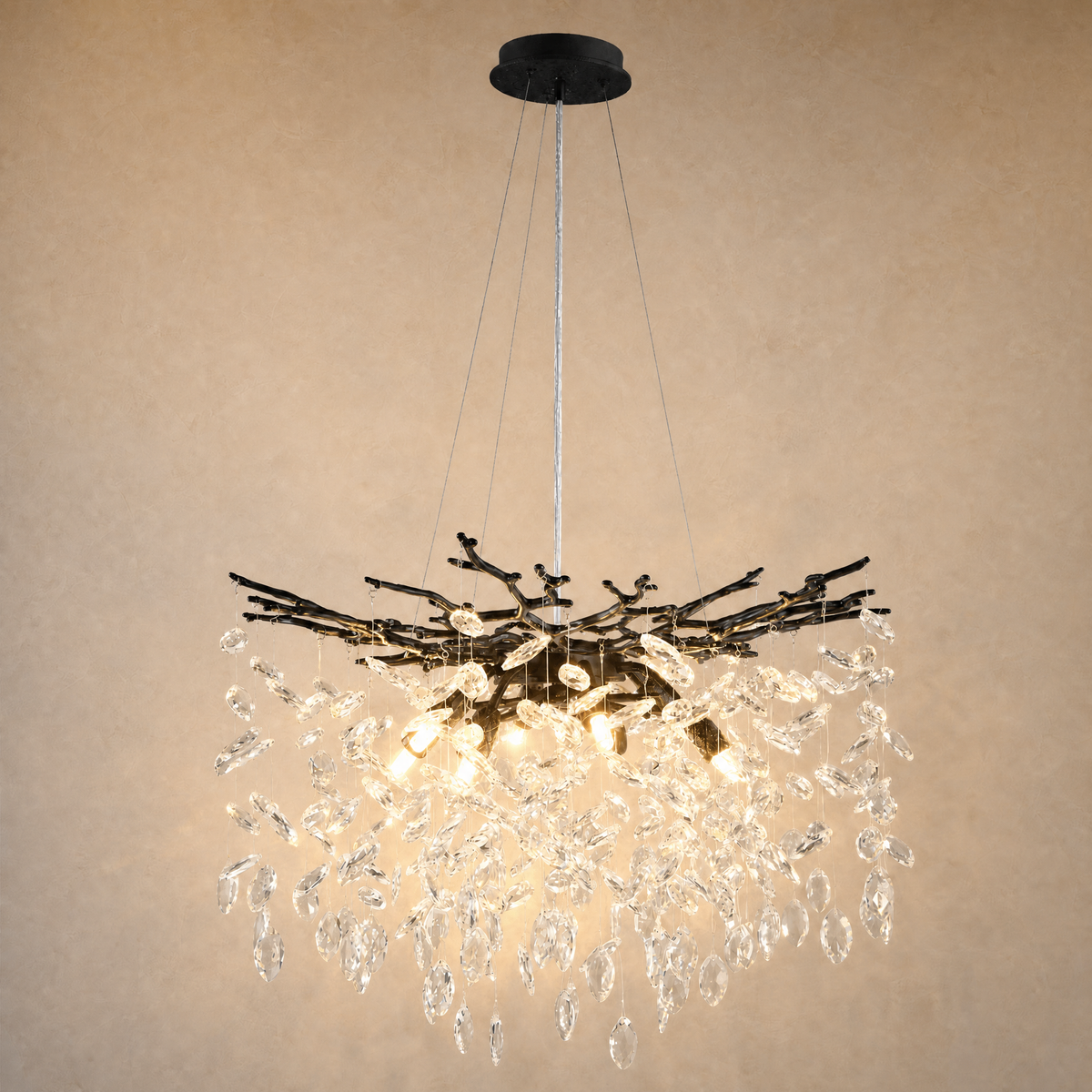 23.6" Modern Tree Branch Crystal Chandelier