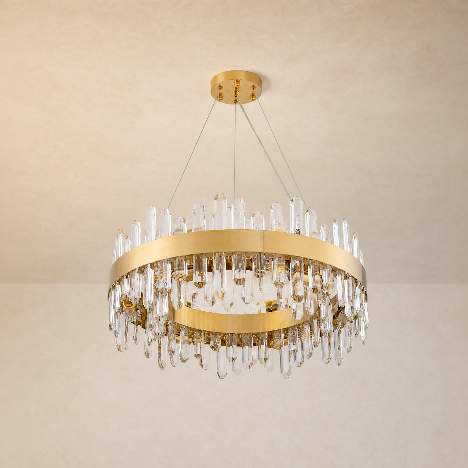 Round Crystal Island Chandelier 600 - Gold