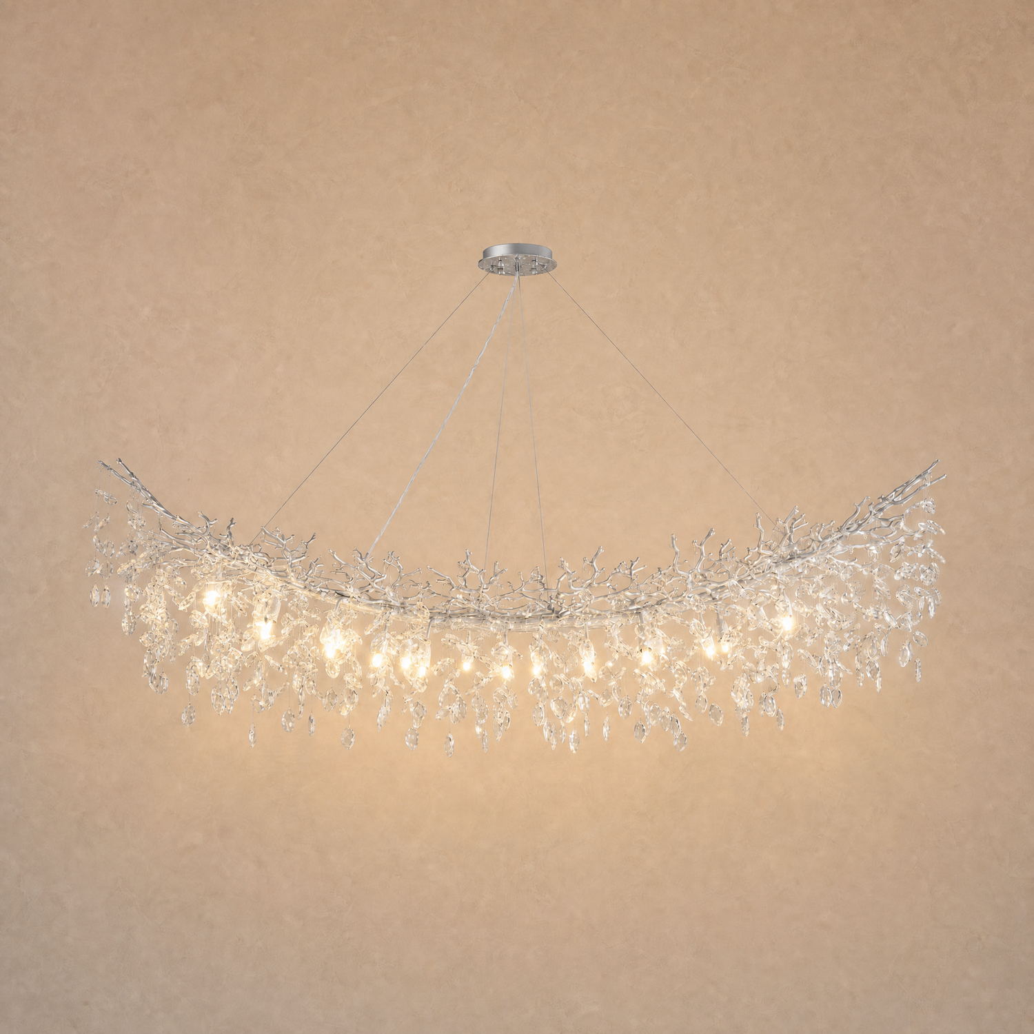 Marquise Curved Branch Linear Dining Pendant 1830 - Silver