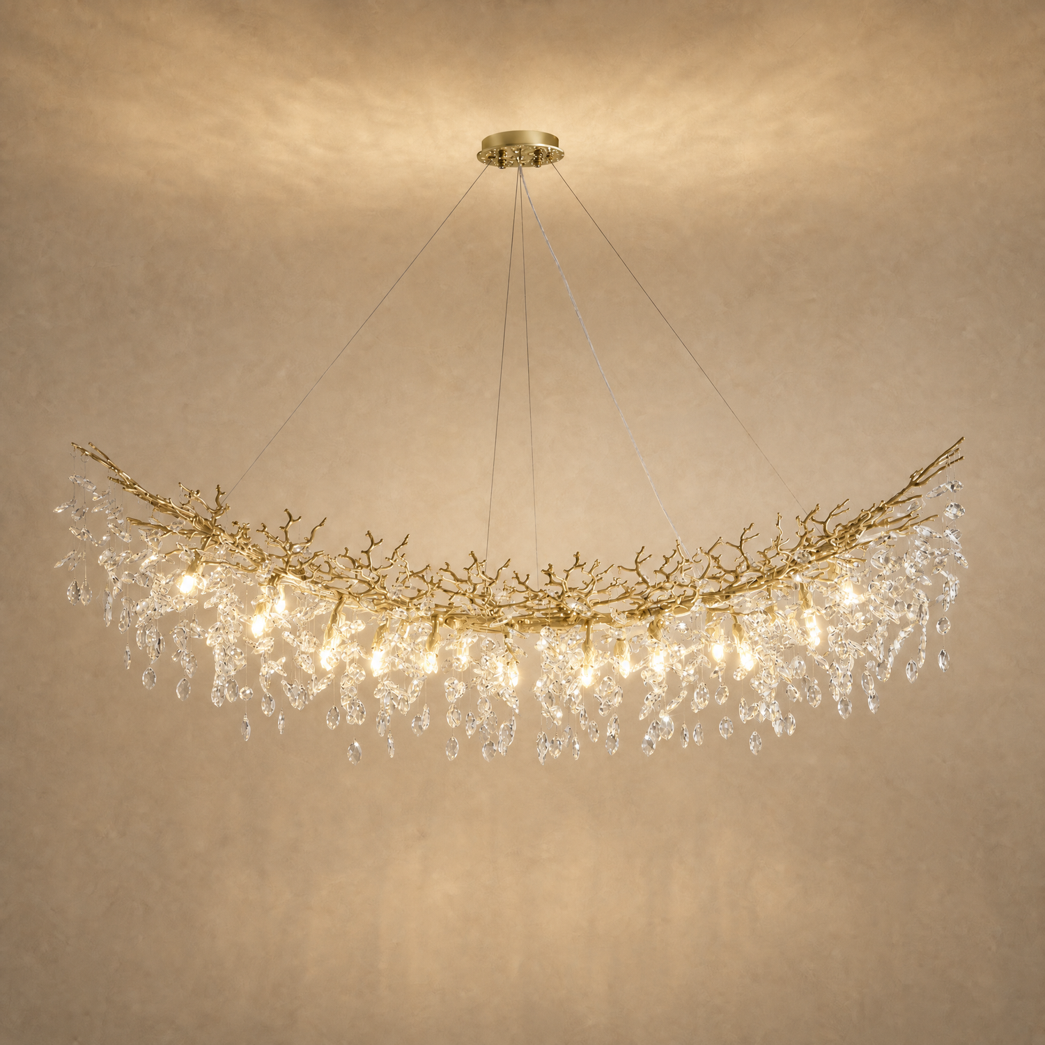 Marquise Curved Branch Linear Dining Pendant 1830 - Copper