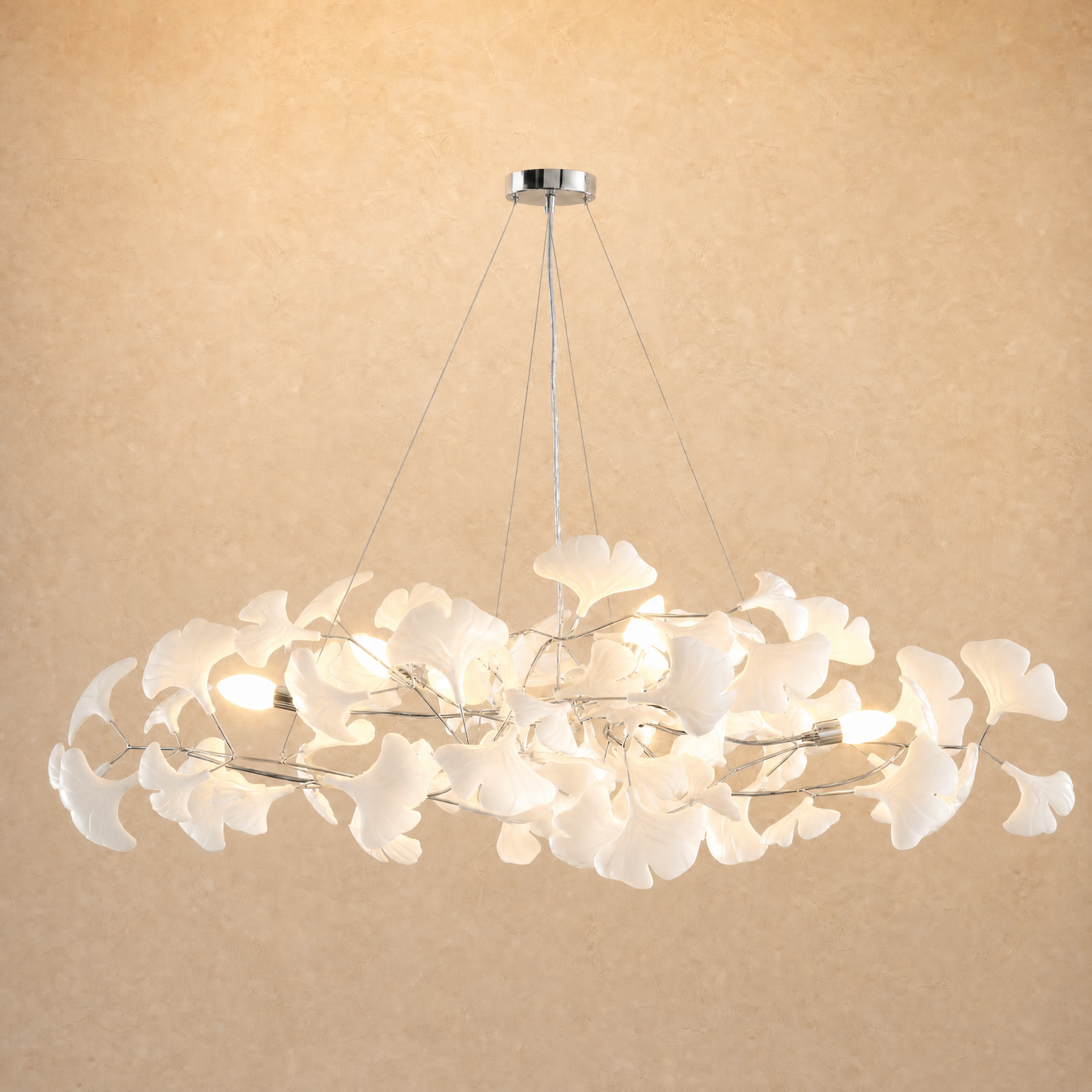47" Modern Ceramic Ginkgo Leaf Tree Branch Chandelier