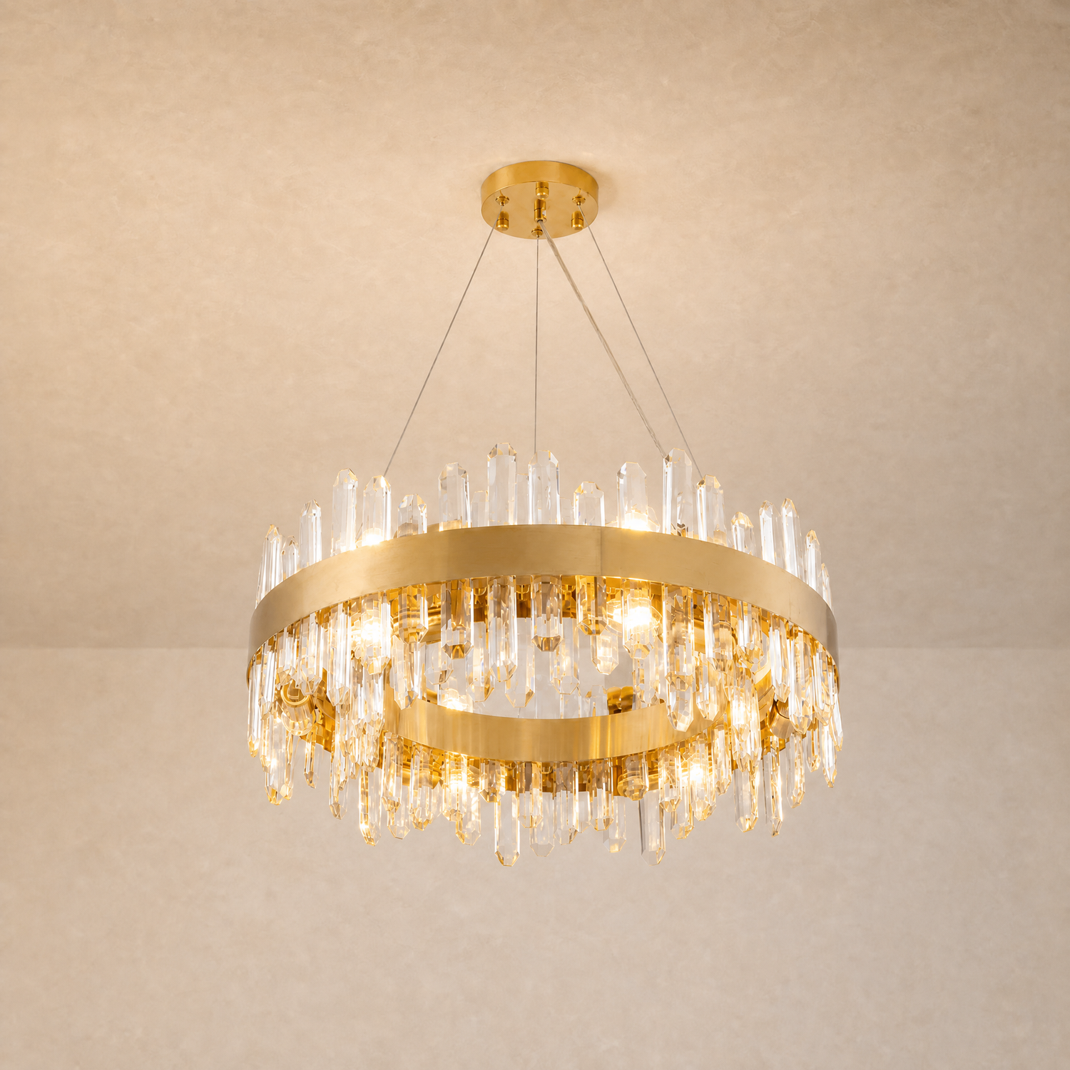 Round Crystal Island Chandelier 600 - Gold
