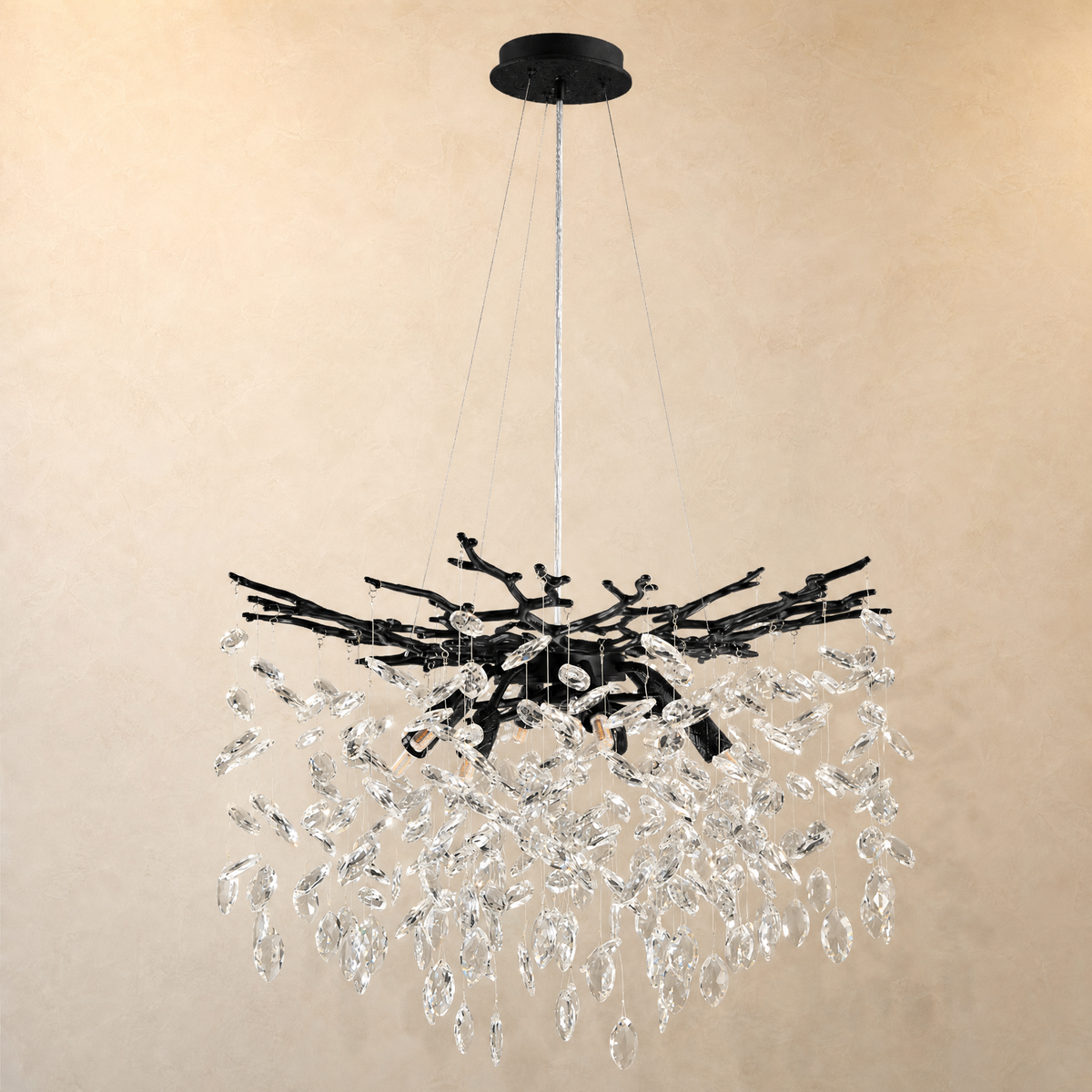 23.6" Modern Tree Branch Crystal Chandelier