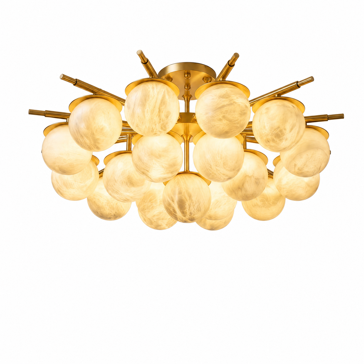 Brass Orb Cluster Ceiling Alabaster