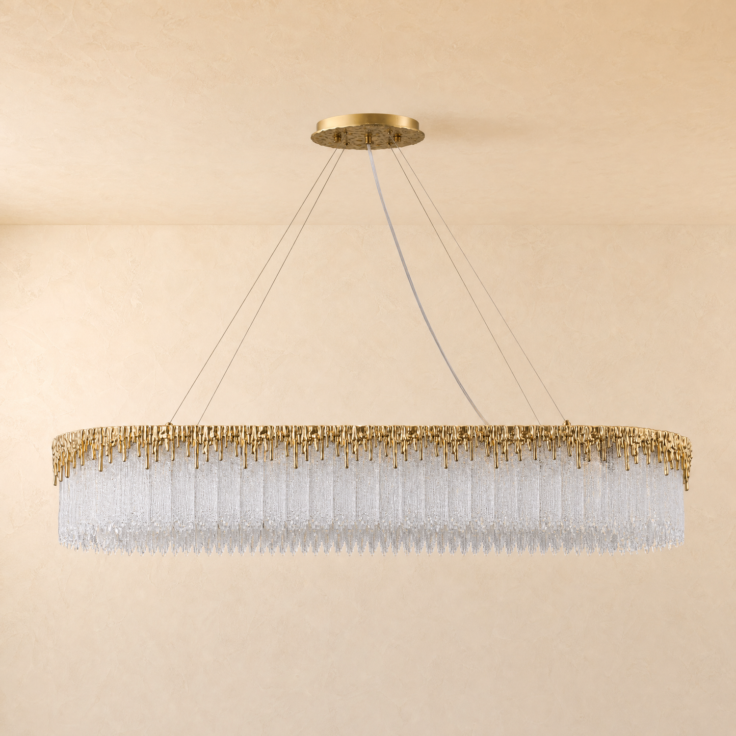 Ice Bloom Glass Square Chandelier L1200 - Copper