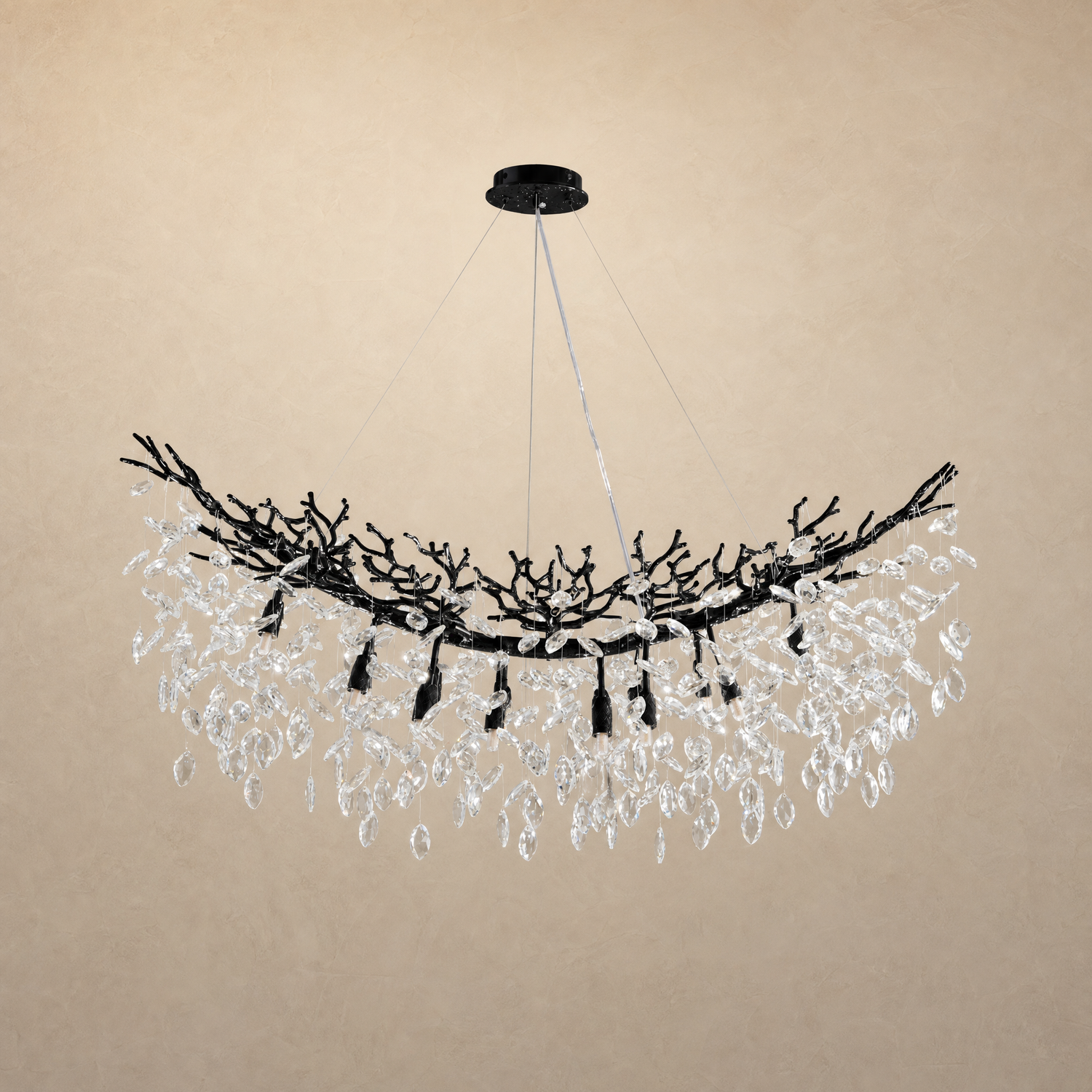 Marquise Curved Branch Linear Dining Pendant 1100 - Matte Black