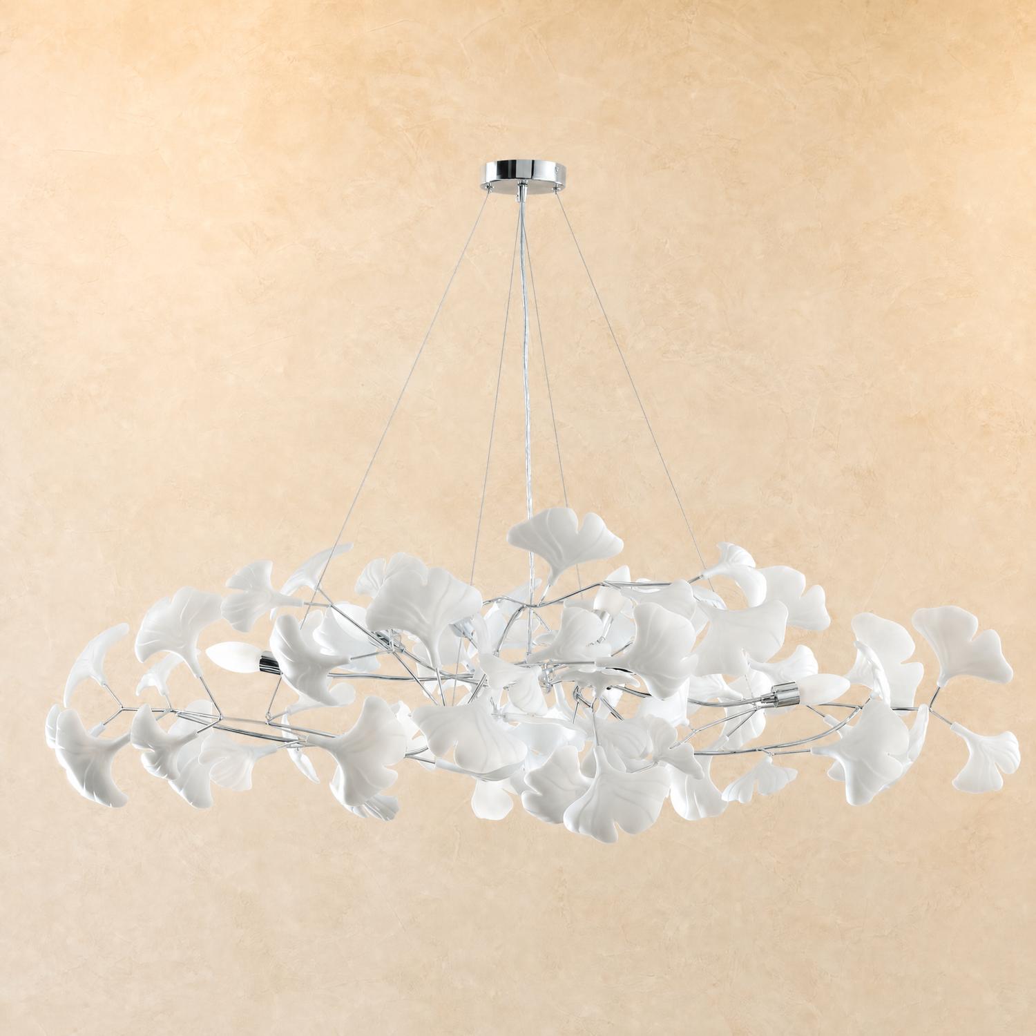 47" Modern Ceramic Ginkgo Leaf Tree Branch Chandelier