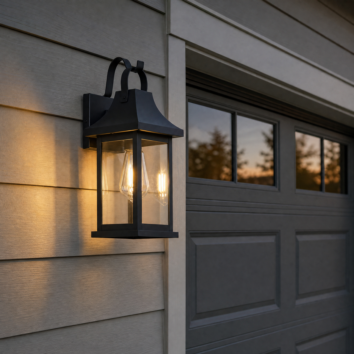 Glass Wall Sconce Sand Black Iron Glass 1-Light for Porch Entryway