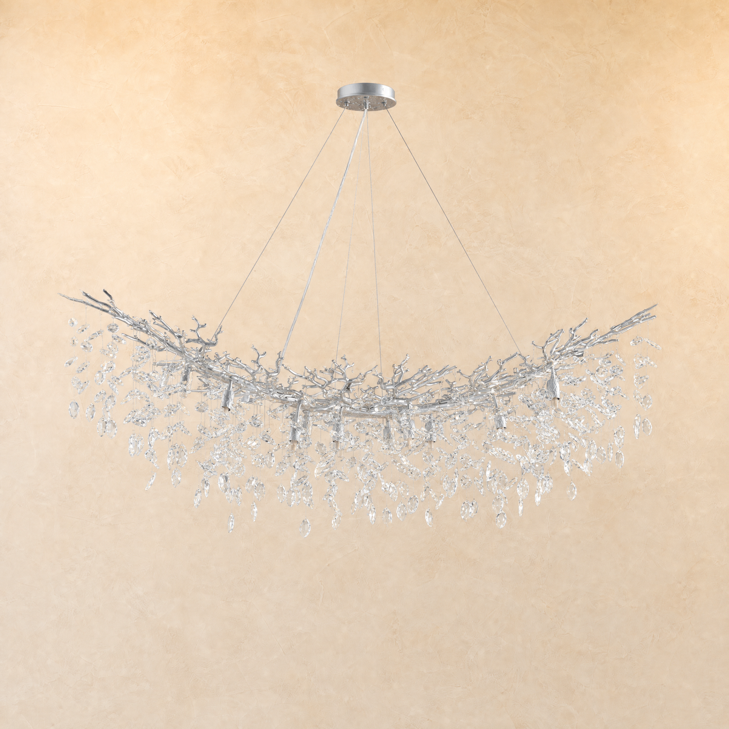 Marquise Curved Branch Linear Dining Pendant 1500 - Silver