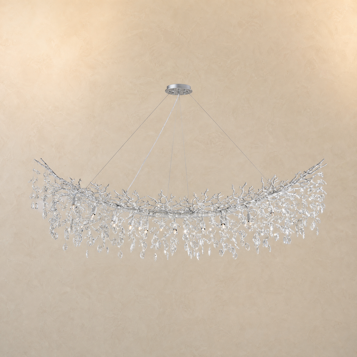 Marquise Curved Branch Linear Dining Pendant 1830 - Silver
