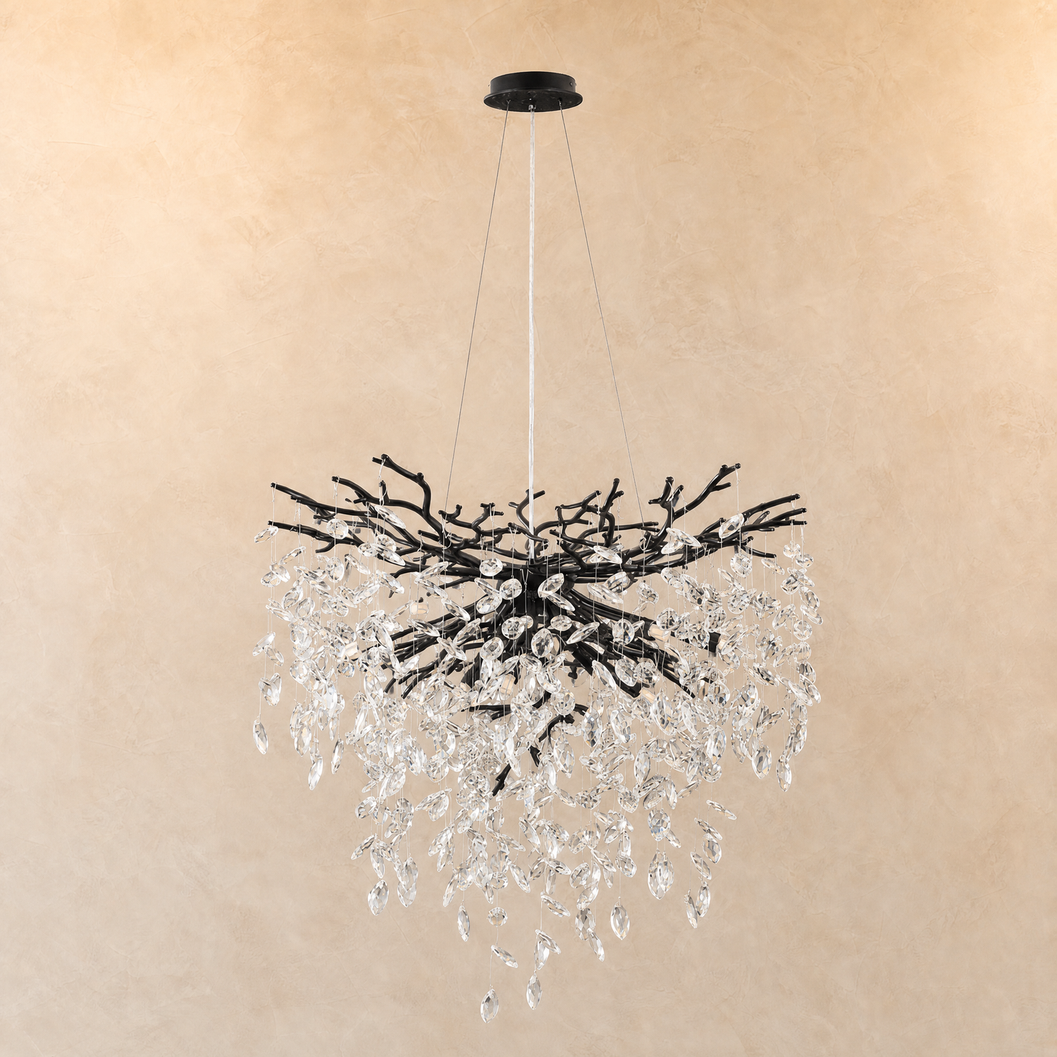 Marquise Branch Semicircle Round Pendant 760 - Matte Black