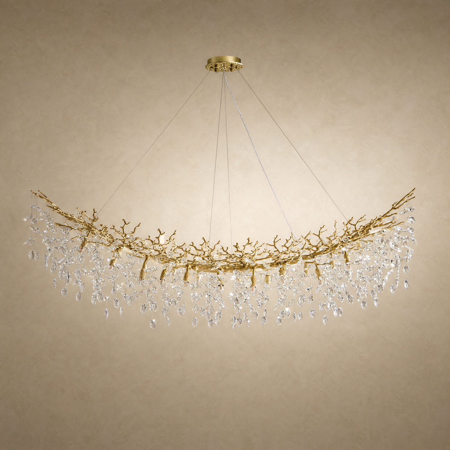 Marquise Curved Branch Linear Dining Pendant 1830 - Copper