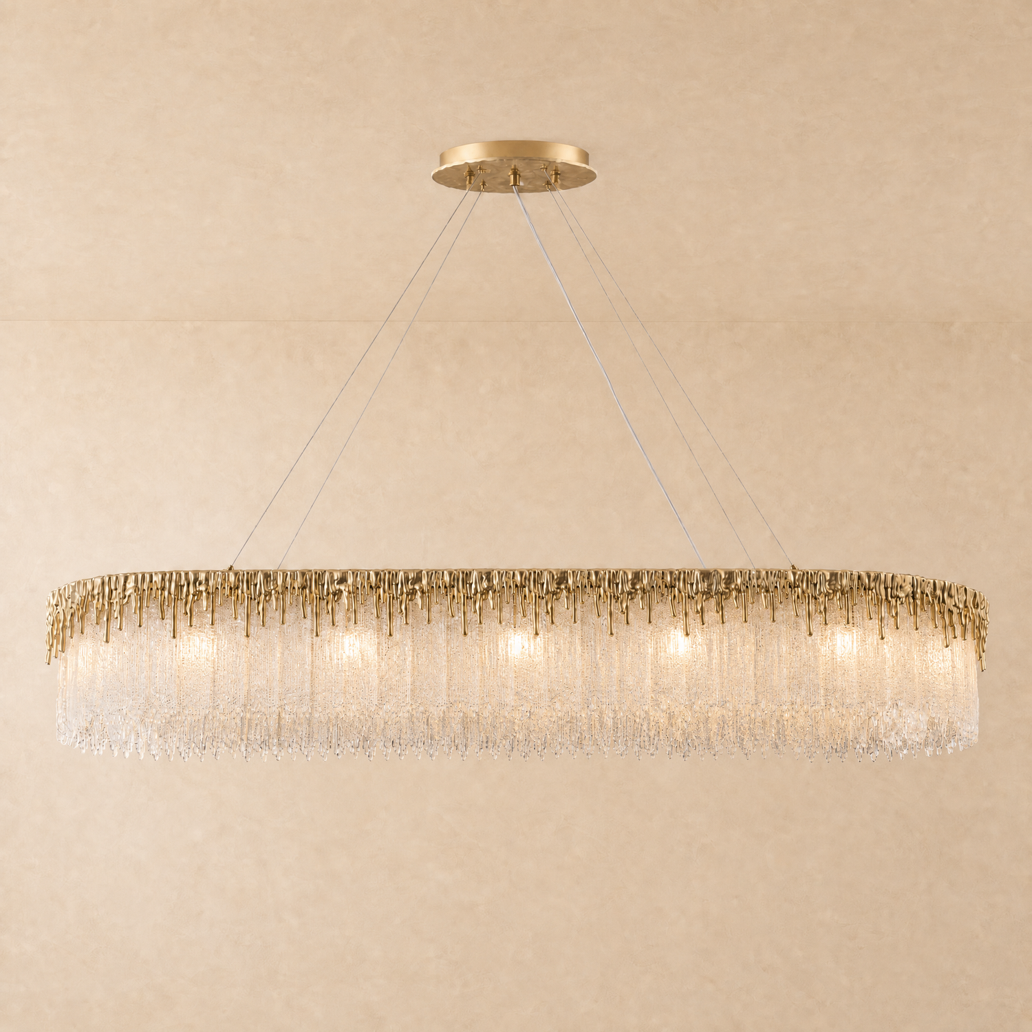 Ice Bloom Glass Square Chandelier L1200 - Copper