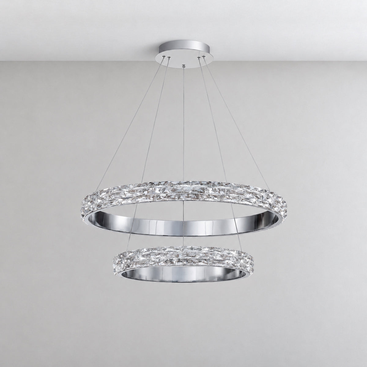 Vega Crystal Halo Chandelier 32"D – lights off
