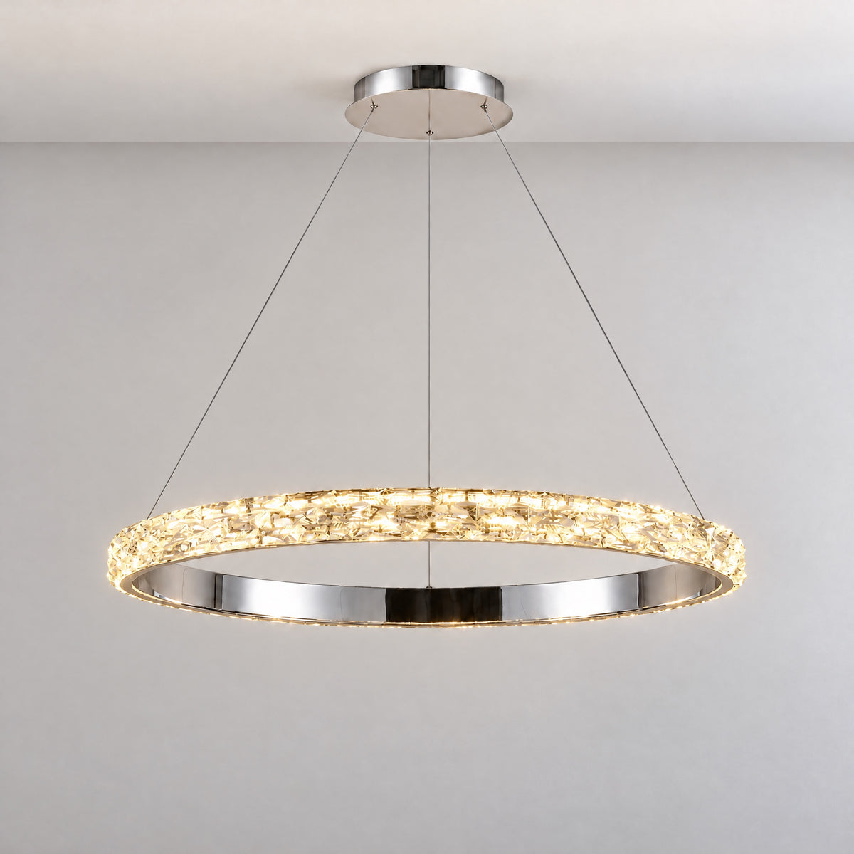 Vega Ring Crystal Chandelier – lights on
