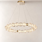 Vela Hand-Blown Glass Ring Chandelier – lights on