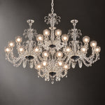 Velsari Clear Fluted Glass 36-Light Chandelier 110.2" on a dark olive wall