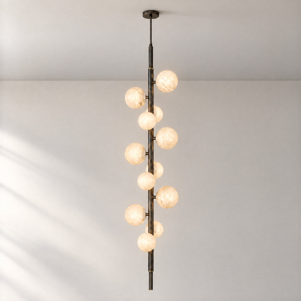 Modern Pendant Light Alabaster Brushed Brass for Dining Room