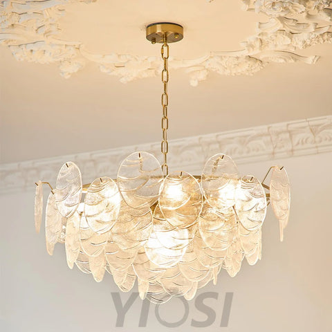 Victorian Disc Round Chandelier - Gold & Clear-1-Yiosilamp