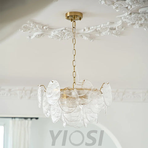 Victorian Disc Round Chandelier - Gold & Clear-1-Yiosilamp