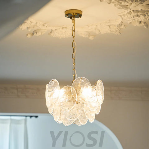 Victorian Disc Round Chandelier - Gold & Clear-1-Yiosilamp