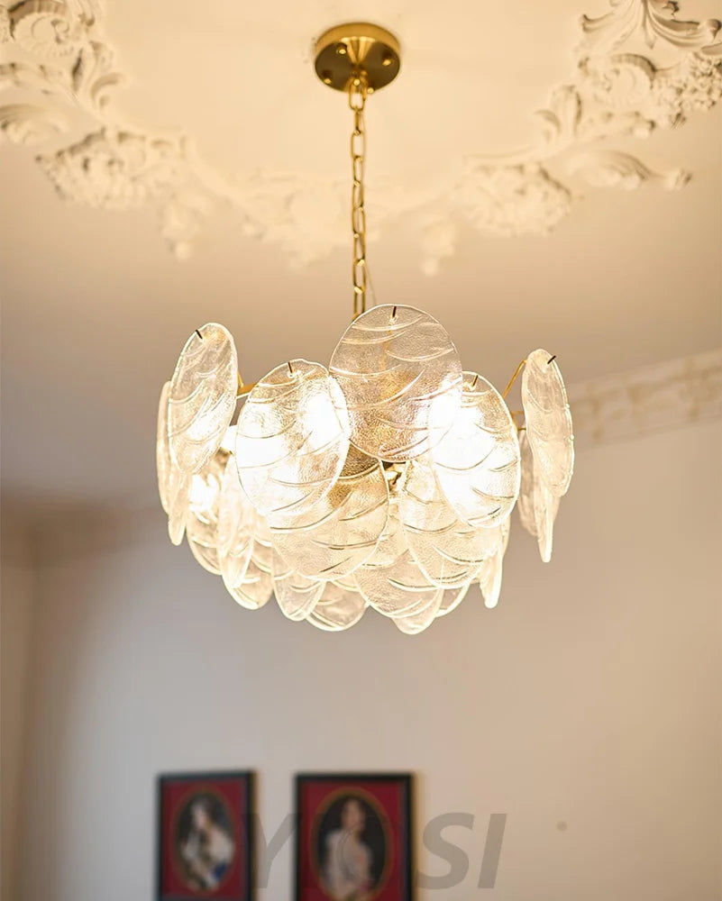 Victorian Disc Round Chandelier - Gold & Clear-1-Yiosilamp