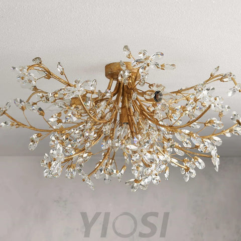 Fiore Flushmount Crystal Ceiling Light For Bedroom Living Room Dining Lighting