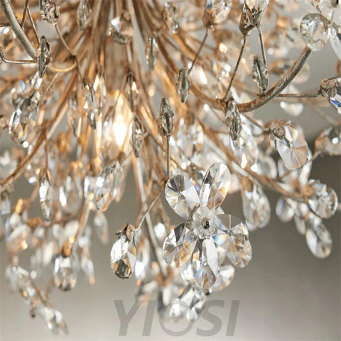 Fiore Flushmount Crystal Ceiling Light For Bedroom Living Room Dining Lighting