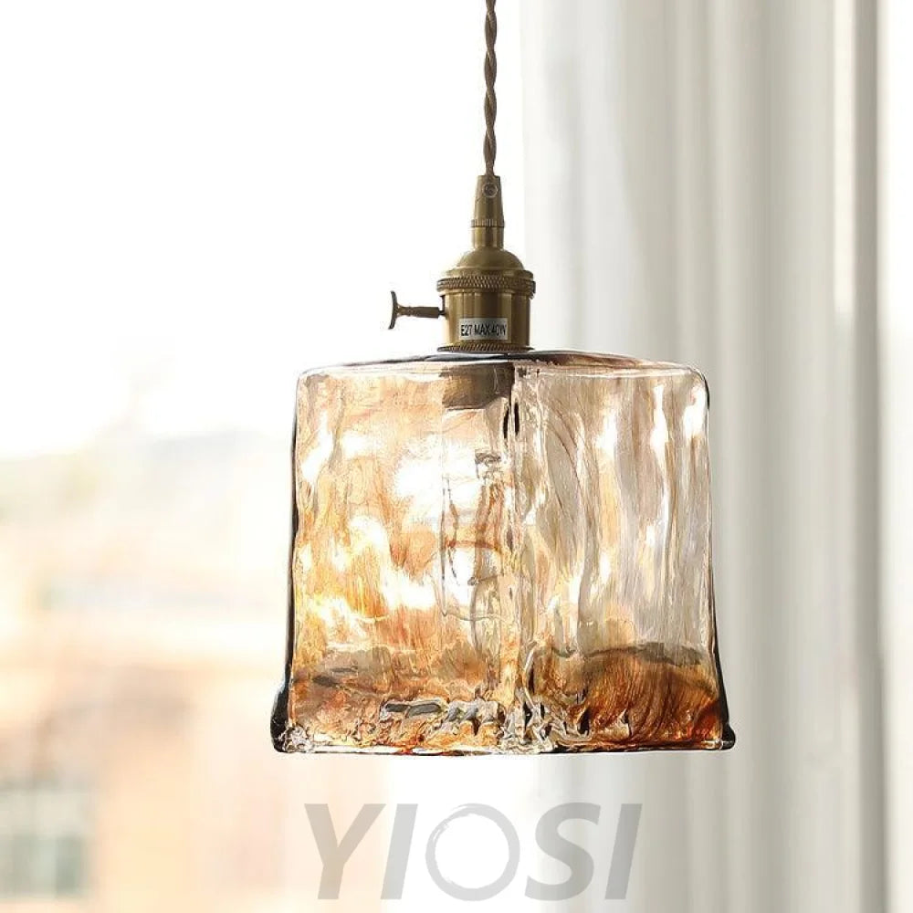 Vintage Brown Glass Pendant - Art Glass-1-Yiosilamp