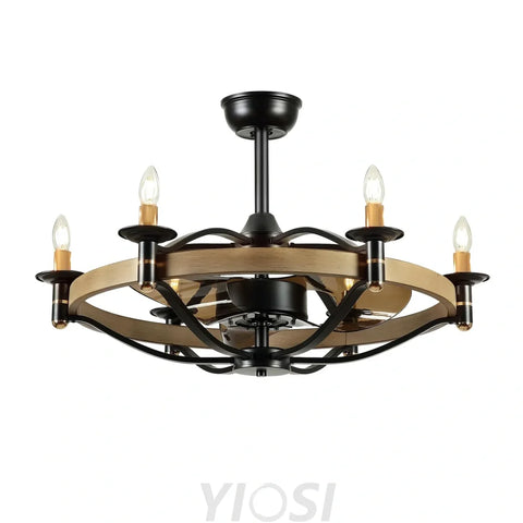 Vintage Caged 32 Inch Ceiling Fan with Candles and Remote Control ceiling light