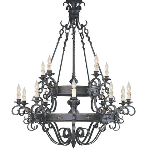 Vintage Iron Simple Candle Art Chandelier For Living Room / Villa Stairs 15 Lights: