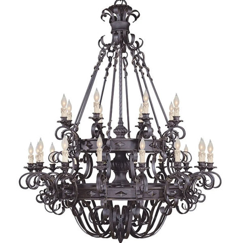 Vintage Iron Simple Candle Art Chandelier For Living Room / Villa Stairs 24 Lights: