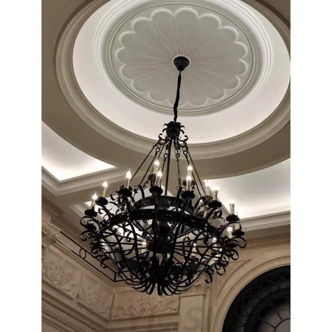 Vintage Iron Simple Candle Art Chandelier For Living Room / Villa Stairs Chandeliers