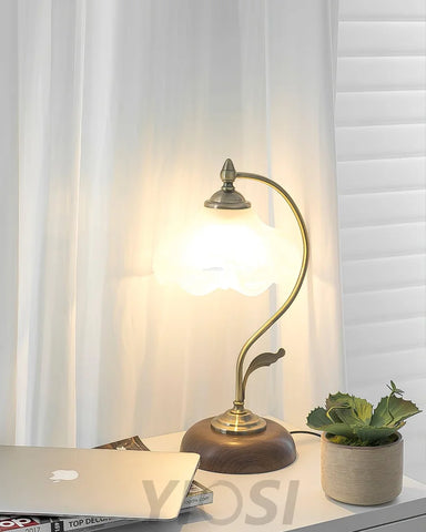 Vintage Laiton Table Lamp  ∅ 6.7″ - Flower Ceramic-1-Yiosilamp